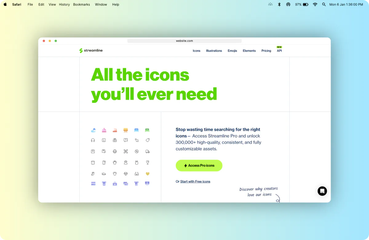 A screenshot framed in a macOS Safari window on a gradient background, made with Screenshot Framer